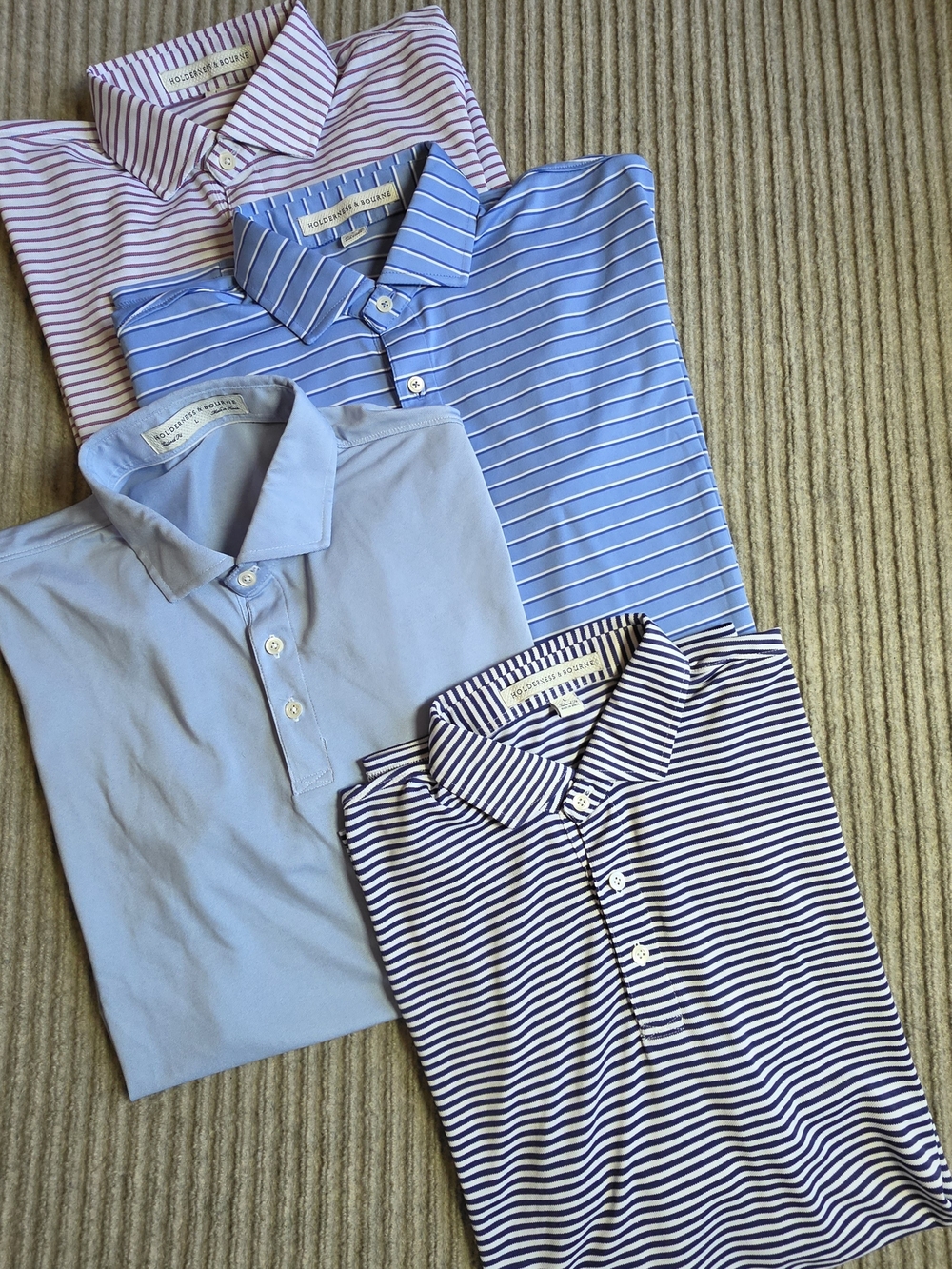 Holderness & Bourne Lot Of 4 Polo Shirts Mens Large Golf Performance *Logos